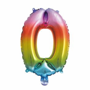 Rainbow folieballon som tallet 0