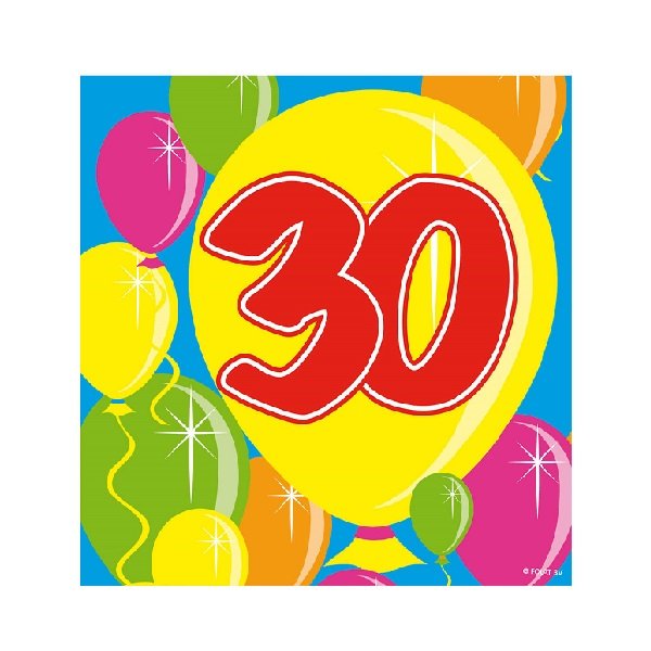 30 års servietter - Til den runde fødselsdag.