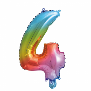 Rainbow folieballon som tallet 4