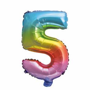 Rainbow folieballon som tallet 5
