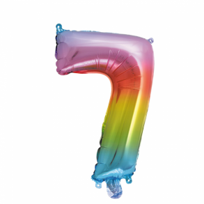 Rainbow folieballon som tallet 7