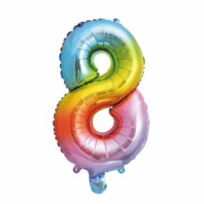 Rainbow folieballon som tallet 8
