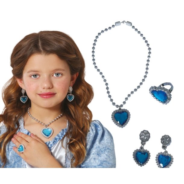 Smykke s�t blue heart