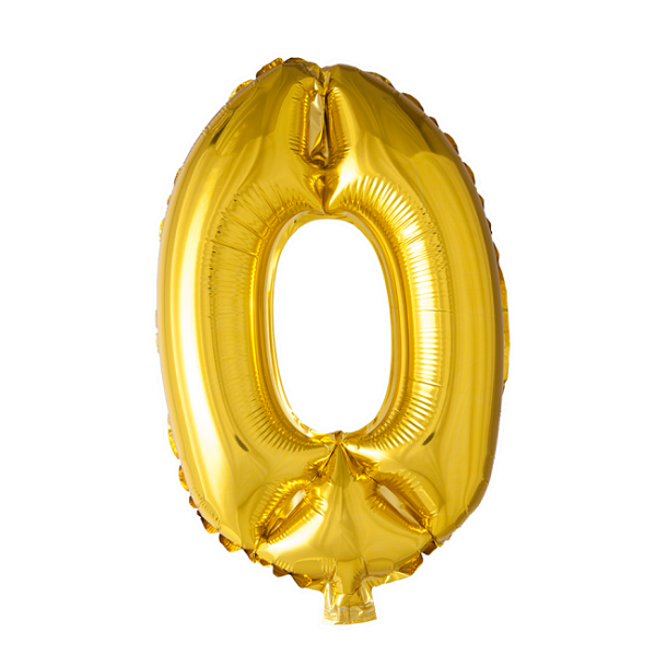 Guld folieballon som tallet 0