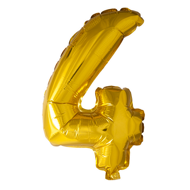Guld folieballon som tallet 4