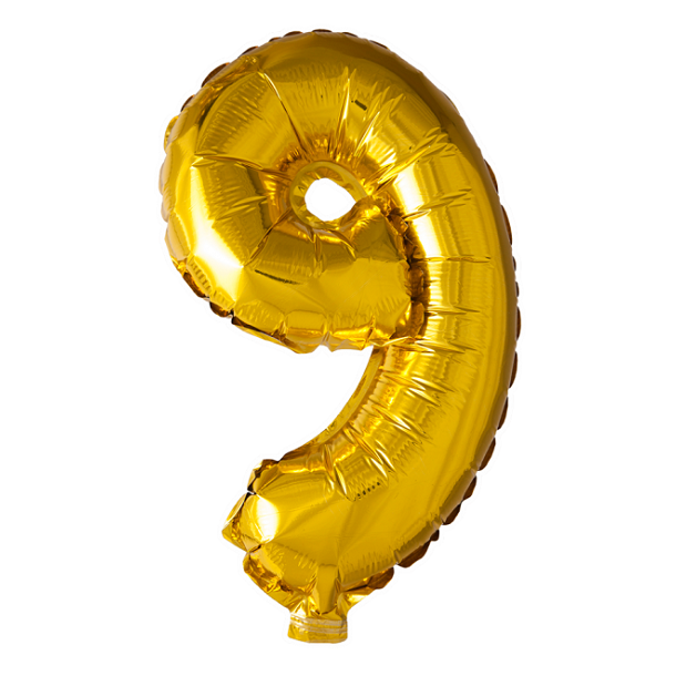 Guld folieballon som tallet 9