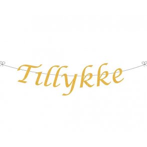 Tillykke guirlande i guld