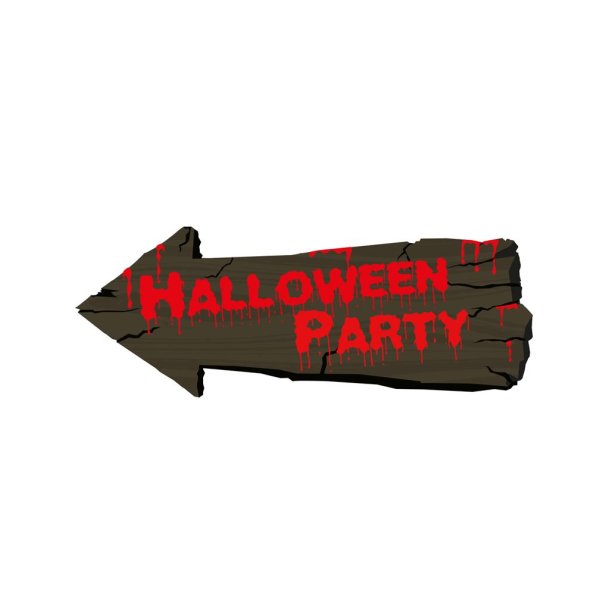 Halloween party skilt 
