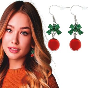 Jule �reringe med r�de julekugler