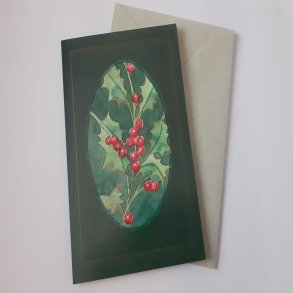 JULEKORT MED LAURB�R - GR�N MED GR� KUVERT