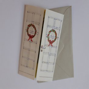 JULEKORT MED FRANSK D�R OG GR� KUVERT