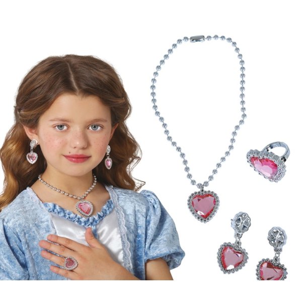 Smykke s�t pink heart
