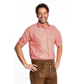 R�d og hvid kort�rmet skjorte