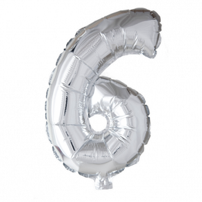 Slv folieballon som tallet 6
