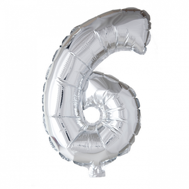 Slv folieballon som tallet 6