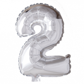 Slv folieballon som tallet 2