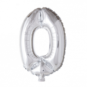 Slv folieballon som tallet 0