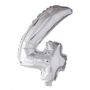 Slv folieballon som tallet 4