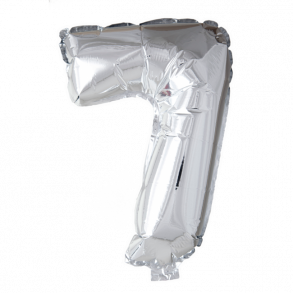 Slv folieballon som tallet 7