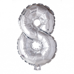 Slv folieballon som tallet 8