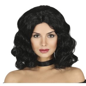 Sort mellemlang paryk