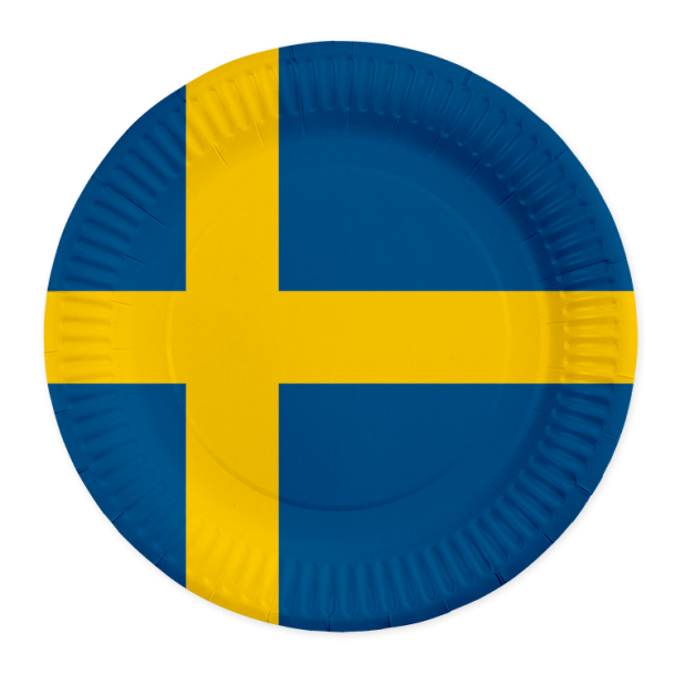 Sverige flag paptallerken