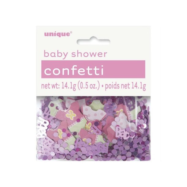 Baby shower konfetti i pink